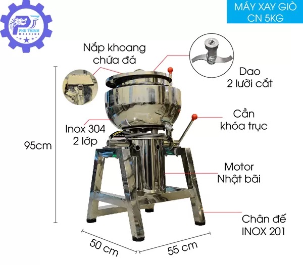Đặc điểm của máy xay giò chả 5kg có biến tần
